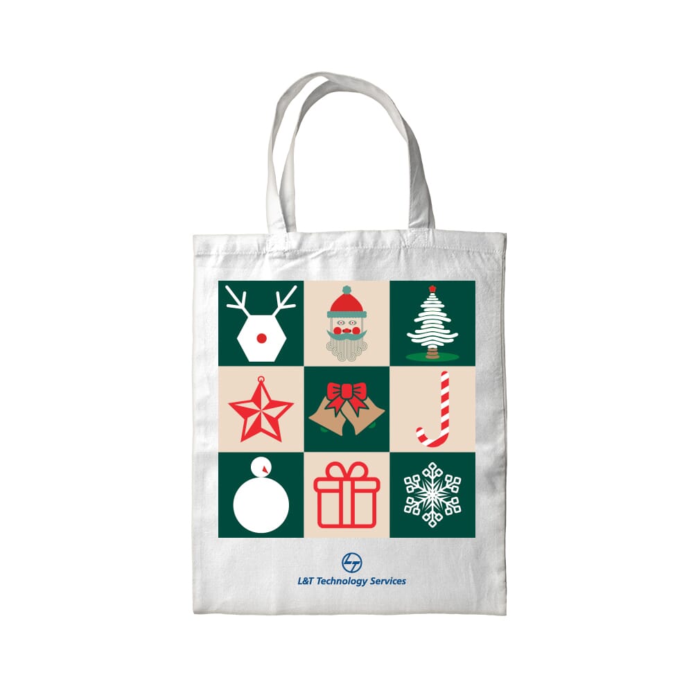 Geometric Christmas Tote Bag - White